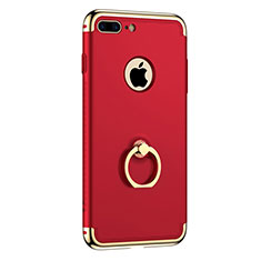 Apple iPhone 8 Plus用ケース 高級感 手触り良い メタル兼プラスチック バンパー アンド指輪 アップル レッド