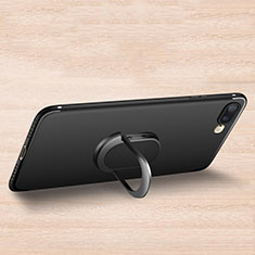Apple iPhone 8 Plus用極薄ソフトケース シリコンケース 耐衝撃 全面保護 アンド指輪 A02 アップル ブラック