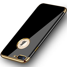 Apple iPhone 8 Plus用シリコンケース ソフトタッチラバー 鏡面 S03 アップル ブラック