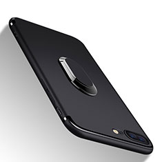Apple iPhone 8 Plus用極薄ソフトケース シリコンケース 耐衝撃 全面保護 アンド指輪 A03 アップル ブラック