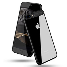 Apple iPhone 8 Plus用360度 フルカバーハイブリットバンパーケース クリア透明 プラスチック 鏡面 T02 アップル ブラック