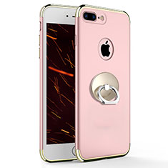 Apple iPhone 8 Plus用ケース 高級感 手触り良い メタル兼プラスチック バンパー アンド指輪 A04 アップル ピンク