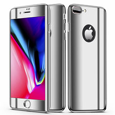 Apple iPhone 8 Plus用ハードケース プラスチック 質感もマット 前面と背面 360度 フルカバー アップル シルバー