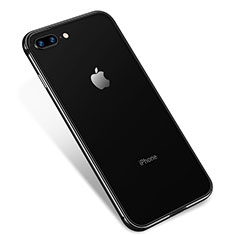 Apple iPhone 8 Plus用極薄ソフトケース シリコンケース 耐衝撃 全面保護 クリア透明 H04 アップル ブラック