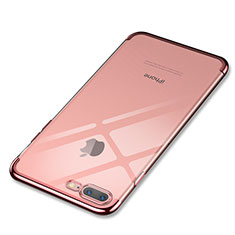 Apple iPhone 8 Plus用極薄ソフトケース シリコンケース 耐衝撃 全面保護 クリア透明 Q05 アップル ローズゴールド