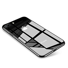 Apple iPhone 8 Plus用ハイブリットバンパーケース クリア透明 プラスチック 鏡面 カバー アップル ブラック