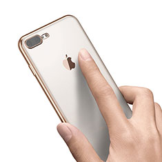 Apple iPhone 8 Plus用極薄ソフトケース シリコンケース 耐衝撃 全面保護 クリア透明 A21 アップル ゴールド