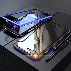 Apple iPhone 8 Plus用ケース 高級感 手触り良い アルミメタル 製の金属製 360度 フルカバーバンパー 鏡面 カバー M01 アップル ネイビー