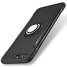 Apple iPhone 8 Plus用ハイブリットバンパーケース プラスチック アンド指輪 兼シリコーン カバー S01 アップル ブラック