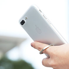 Apple iPhone 8 Plus用極薄ソフトケース シリコンケース 耐衝撃 全面保護 クリア透明 アンド指輪 アップル ホワイト