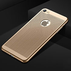 Apple iPhone SE (2020)用ハードケース プラスチック メッシュ デザイン カバー アップル ゴールド