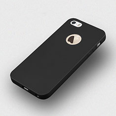 Apple iPhone SE用シリコンケース ソフトタッチラバー ロゴを表示します アップル ブラック