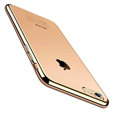 Apple iPhone SE3 (2022)用極薄ソフトケース シリコンケース 耐衝撃 全面保護 クリア透明 C01 アップル ゴールド