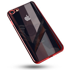 Apple iPhone SE3 (2022)用極薄ソフトケース シリコンケース 耐衝撃 全面保護 クリア透明 C02 アップル レッド