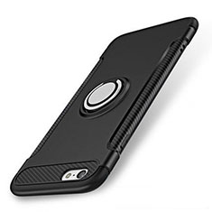 Apple iPhone SE3 (2022)用ハイブリットバンパーケース プラスチック アンド指輪 兼シリコーン カバー S01 アップル ブラック