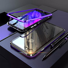 Apple iPhone SE3 (2022)用ケース 高級感 手触り良い アルミメタル 製の金属製 360度 フルカバーバンパー 鏡面 カバー M01 アップル ネイビー