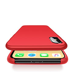 Apple iPhone X用360度 フルカバー極薄ソフトケース シリコンケース 耐衝撃 全面保護 アップル レッド