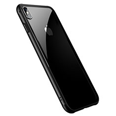 Apple iPhone X用360度 フルカバーハイブリットバンパーケース クリア透明 プラスチック 鏡面 T06 アップル ブラック