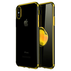 Apple iPhone X用極薄ソフトケース シリコンケース 耐衝撃 全面保護 クリア透明 V02 アップル ゴールド