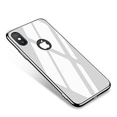 Apple iPhone X用ケース 高級感 手触り良い アルミメタル 製の金属製 バンパー 鏡面 カバー アップル ホワイト