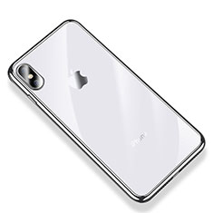 Apple iPhone X用極薄ソフトケース シリコンケース 耐衝撃 全面保護 クリア透明 V03 アップル シルバー