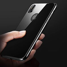 Apple iPhone X用360度 フルカバーハイブリットバンパーケース クリア透明 プラスチック 鏡面 C01 アップル ブラック