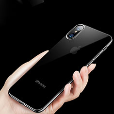 Apple iPhone X用極薄ソフトケース シリコンケース 耐衝撃 全面保護 クリア透明 C11 アップル ブラック