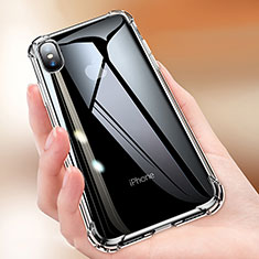 Apple iPhone X用極薄ソフトケース シリコンケース 耐衝撃 全面保護 クリア透明 C15 アップル ブラック