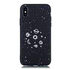 Apple iPhone X用シリコンケース ソフトタッチラバー バタフライ 星空 カバー アップル ブラック