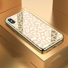 Apple iPhone X用ハイブリットバンパーケース プラスチック パターン 鏡面 カバー アップル ゴールド