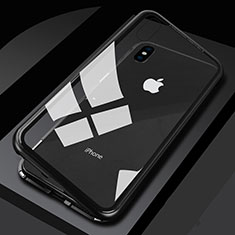 Apple iPhone X用ケース 高級感 手触り良い アルミメタル 製の金属製 360度 フルカバーバンパー 鏡面 カバー M01 アップル ブラック