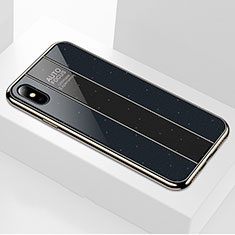 Apple iPhone X用ハイブリットバンパーケース プラスチック 鏡面 カバー M01 アップル ブラック