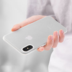 Apple iPhone X用極薄ソフトケース シリコンケース 耐衝撃 全面保護 クリア透明 T04 アップル ホワイト