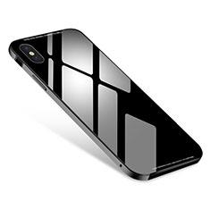 Apple iPhone X用ケース 高級感 手触り良い アルミメタル 製の金属製 バンパー 鏡面 カバー S01 アップル ブラック