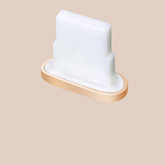 Apple iPhone X用アンチ ダスト プラグ キャップ ストッパー Lightning USB J07 アップル ゴールド