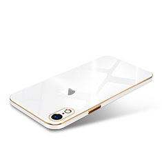 Apple iPhone XR用ハイブリットバンパーケース クリア透明 高級感 プラスチック 鏡面 カバー アップル ホワイト