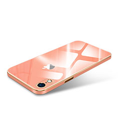 Apple iPhone XR用ハイブリットバンパーケース クリア透明 高級感 プラスチック 鏡面 カバー アップル オレンジ