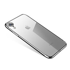 Apple iPhone XR用極薄ソフトケース シリコンケース 耐衝撃 全面保護 クリア透明 H01 アップル シルバー