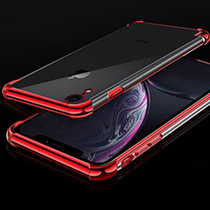 Apple iPhone XR用極薄ソフトケース シリコンケース 耐衝撃 全面保護 クリア透明 HC07 アップル レッド