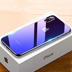 Apple iPhone XR用ハイブリットバンパーケース プラスチック 鏡面 虹 グラデーション 勾配色 カバー アップル パープル