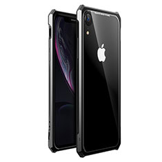 Apple iPhone XR用ケース 高級感 手触り良い アルミメタル 製の金属製 360度 フルカバーバンパー 鏡面 カバー アップル ブラック