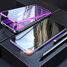 Apple iPhone XR用ケース 高級感 手触り良い アルミメタル 製の金属製 360度 フルカバーバンパー 鏡面 カバー M02 アップル パープル