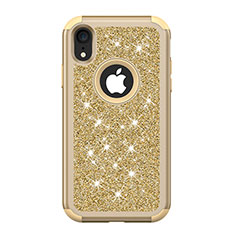 Apple iPhone XR用ハイブリットバンパーケース ブリンブリン カバー 前面と背面 360度 フル アップル ゴールド