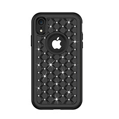 Apple iPhone XR用ハイブリットバンパーケース ブリンブリン カバー 前面と背面 360度 フル U01 アップル ブラック