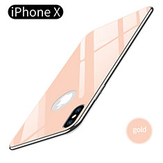 Apple iPhone Xs用シリコンケース ソフトタッチラバー 鏡面 アップル ゴールド