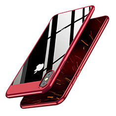 Apple iPhone Xs用ハードケース プラスチック 鏡面 M01 アップル レッド