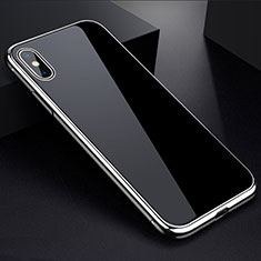 Apple iPhone Xs用ケース 高級感 手触り良い アルミメタル 製の金属製 360度 フルカバーバンパー 鏡面 カバー アップル シルバー