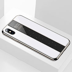 Apple iPhone Xs用ハイブリットバンパーケース プラスチック 鏡面 カバー M01 アップル ホワイト
