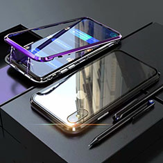 Apple iPhone Xs用ケース 高級感 手触り良い アルミメタル 製の金属製 360度 フルカバーバンパー 鏡面 カバー M02 アップル パープル