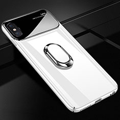 Apple iPhone Xs用ハードケース プラスチック 質感もマット アンド指輪 マグネット式 A01 アップル ホワイト